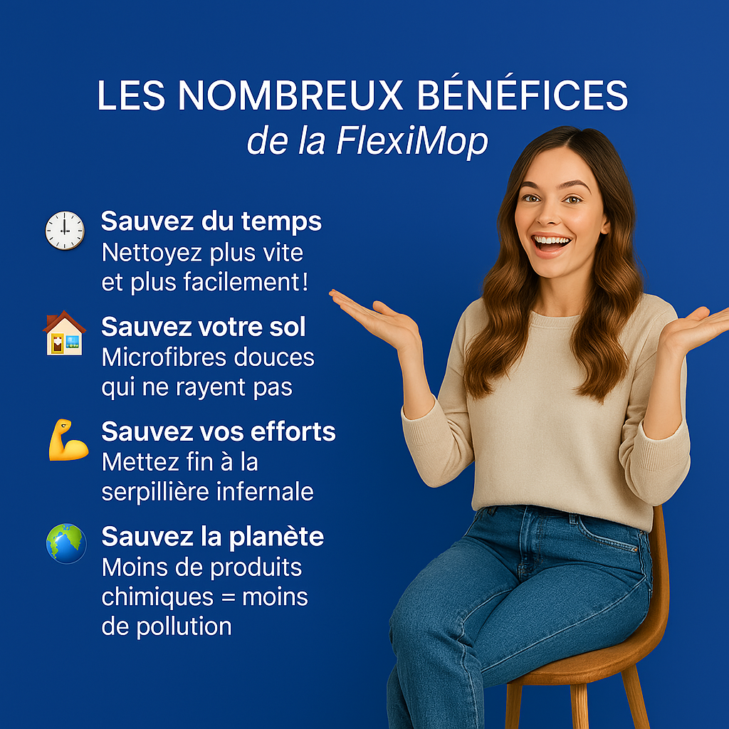 FlexiMop™ - Serpillère 360° à manche auto-essorante