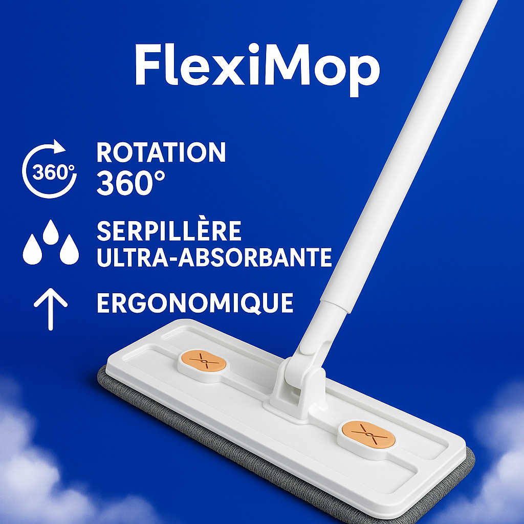 FlexiMop™ - Serpillère 360° à manche auto-essorante