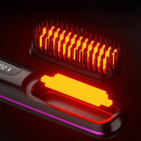 SmoothGlow™ - Brosse Lissante Sans Fil & Anti-Brûlure