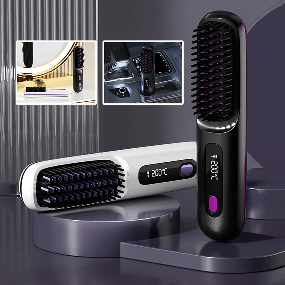 SmoothGlow™ - Brosse Lissante Sans Fil & Anti-Brûlure